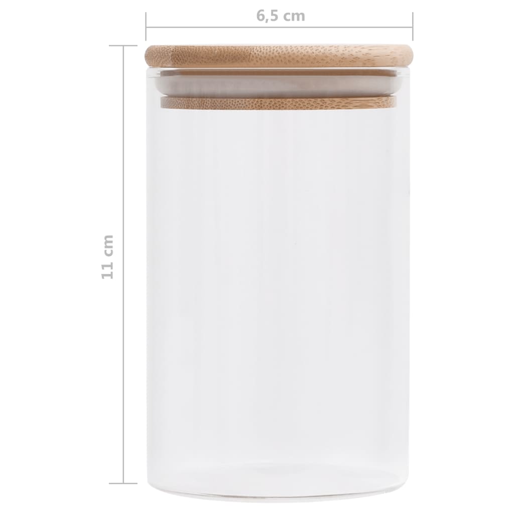 Opbergpotten 10 St Met Bamboe Deksel 260 Ml Glas