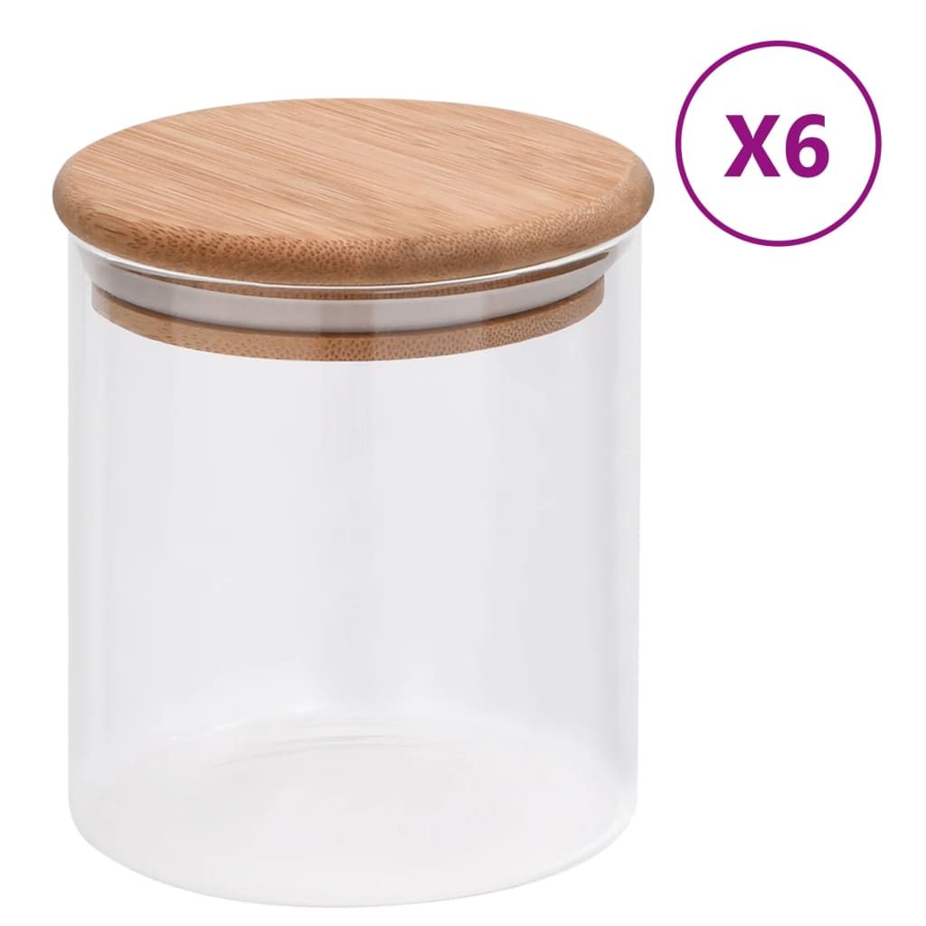 Opbergpotten Met Bamboe Deksel 6 St 600 Ml Glas