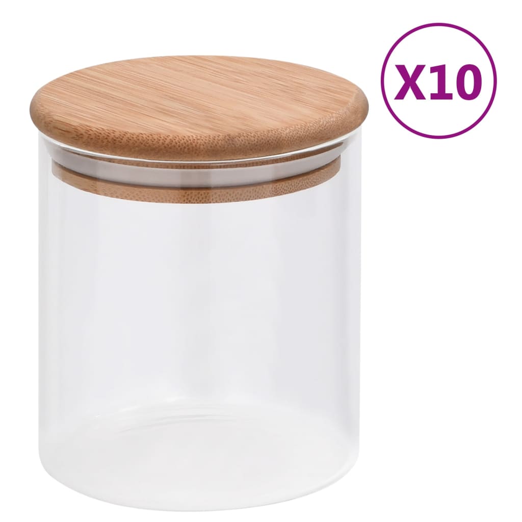 Opbergpotten Met Bamboe Deksel 10 St 600 Ml Glas