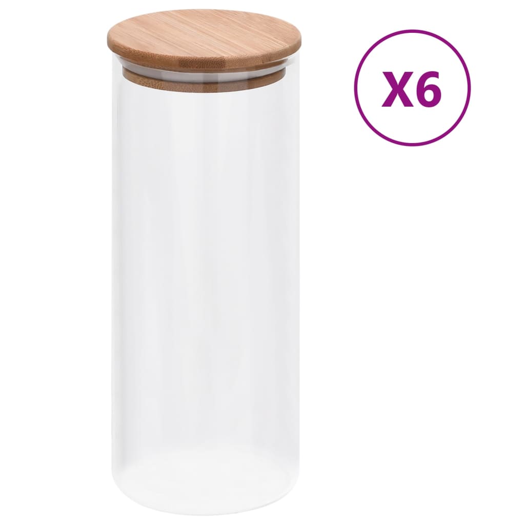 Opbergpotten Met Bamboe Deksel 6 St 1000 Ml Glas