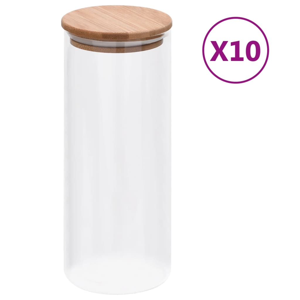 Opbergpotten Met Bamboe Deksels 10 St 1000 Ml Glas