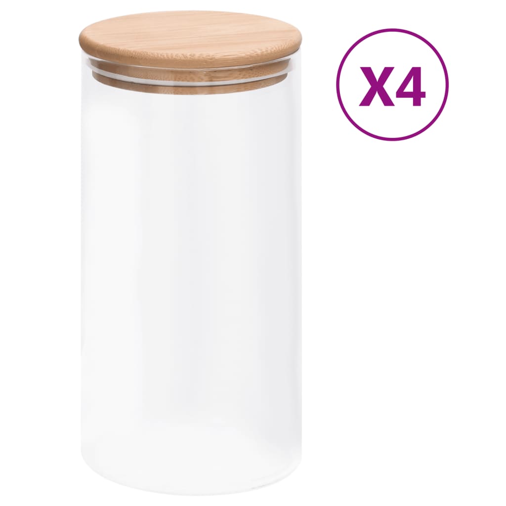 Opbergpotten Met Bamboe Deksels 4 St 1200 Ml Glas