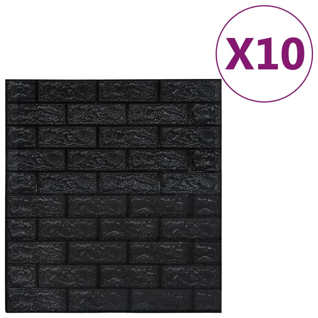 3D-Behang Zelfklevend 10 St Bakstenen Zwart