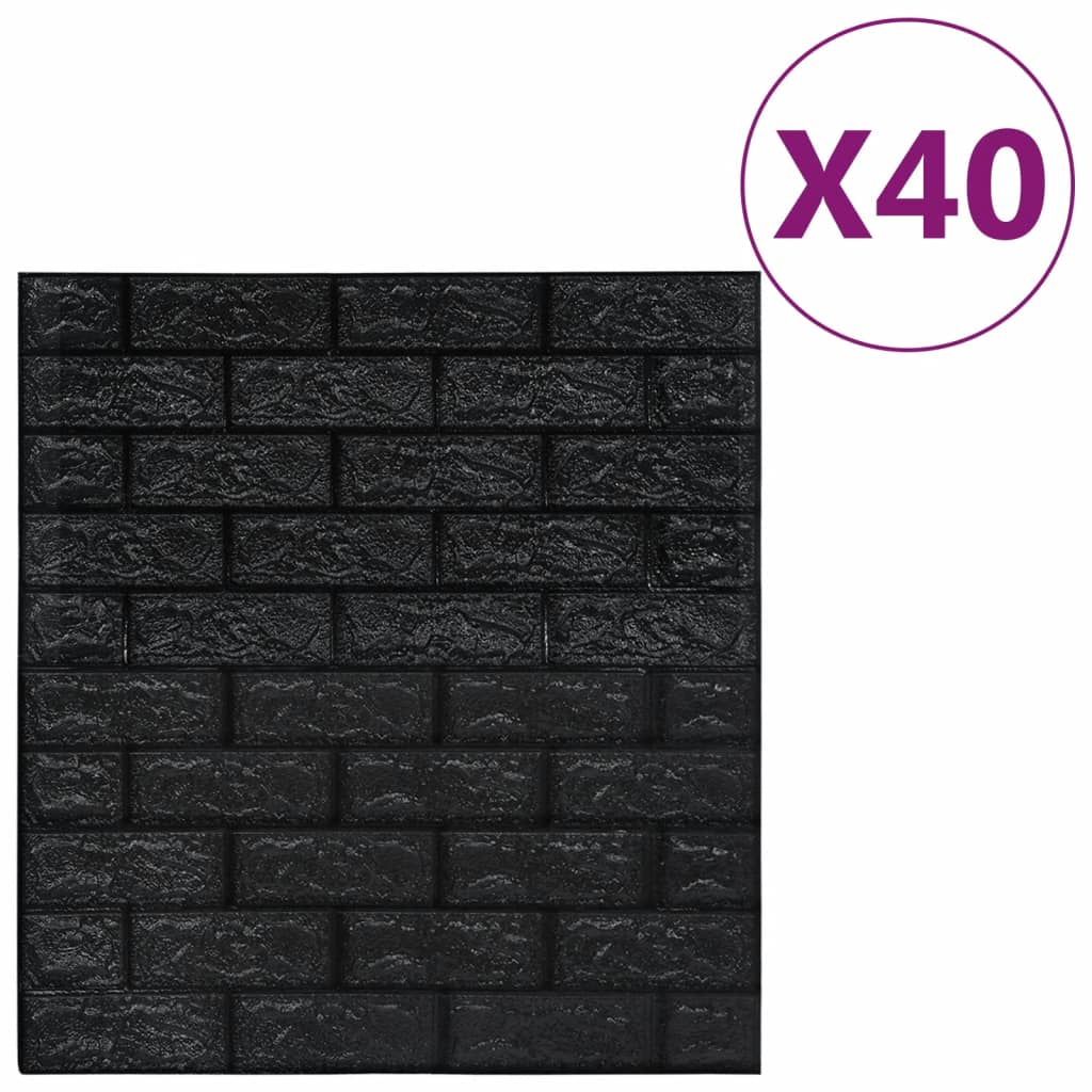 3D-Behang Zelfklevend 40 St Bakstenen Zwart