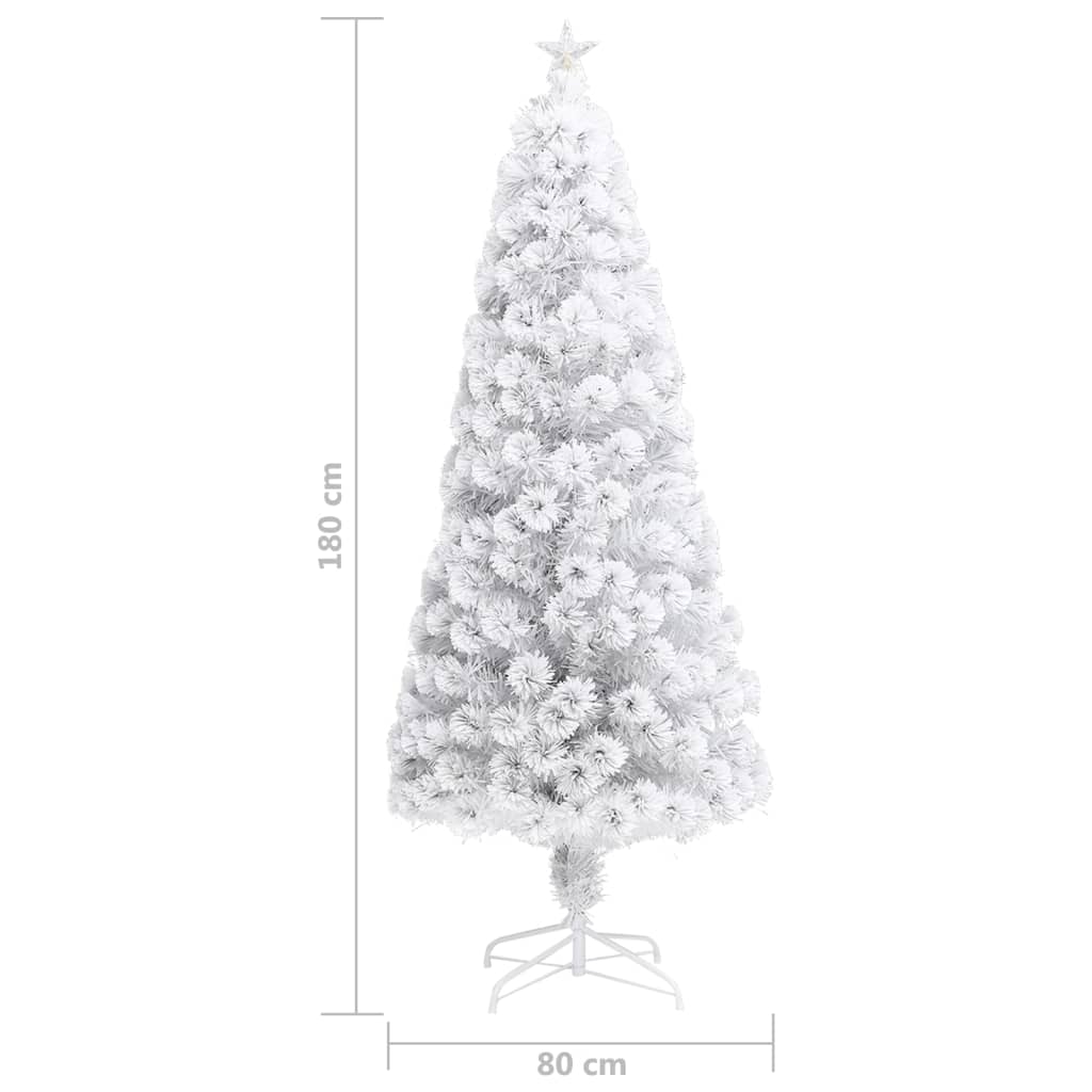 Kunstkerstboom Met Led 180 Cm Glasvezel Wit
