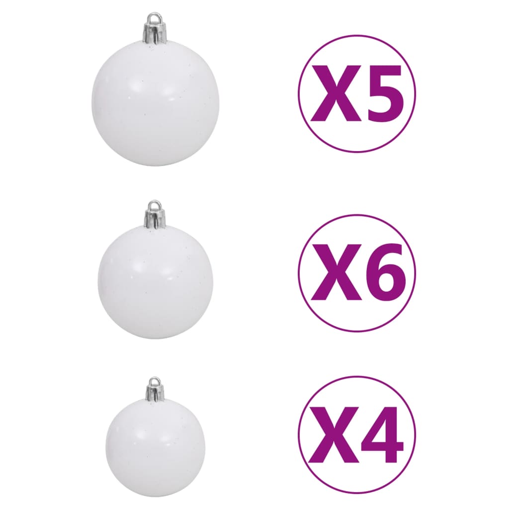 61-Delige Kerstballenset Met Piek En 150 Led's Wit En Grijs