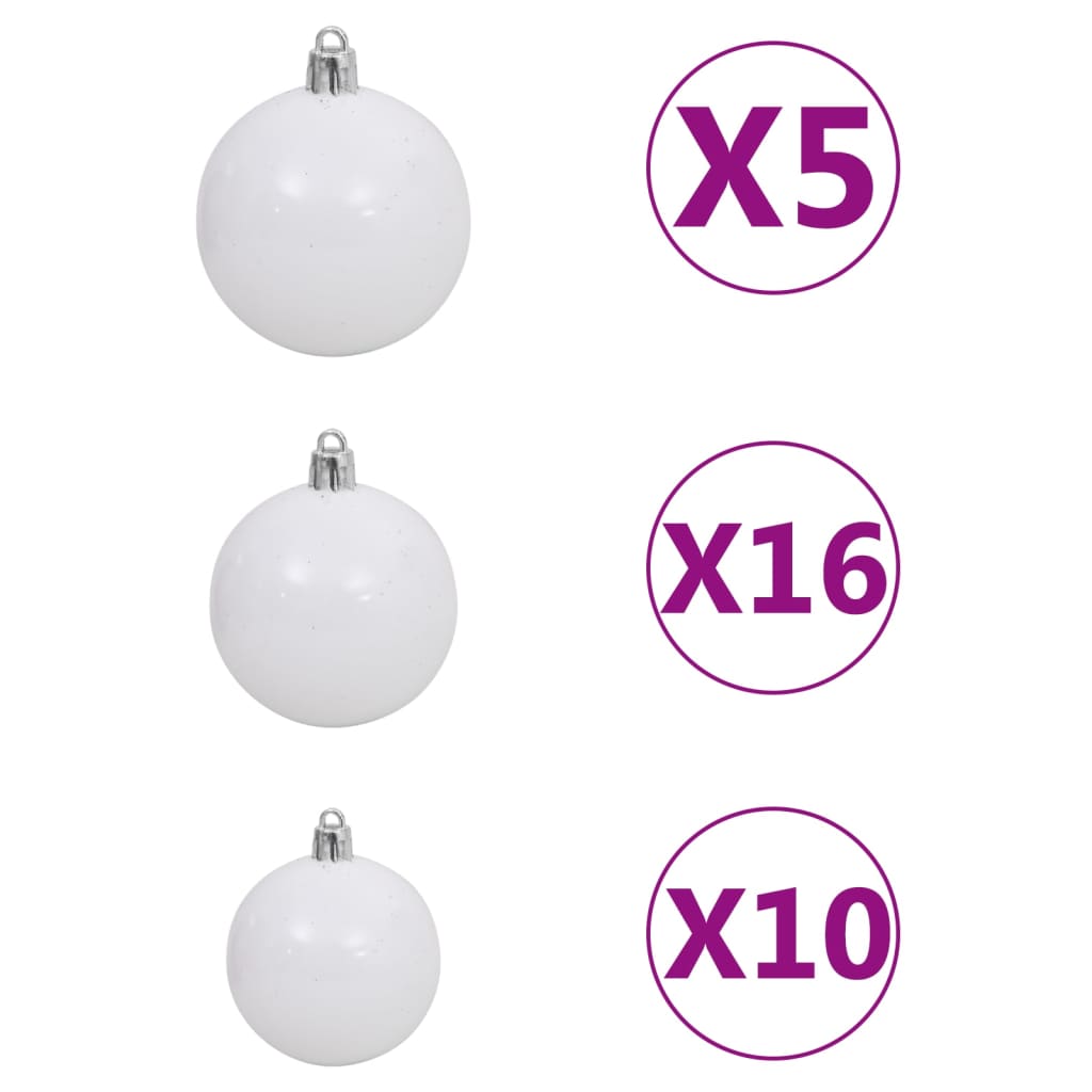 120-Delige Kerstballenset Met Piek En 300 Led's Wit En Grijs