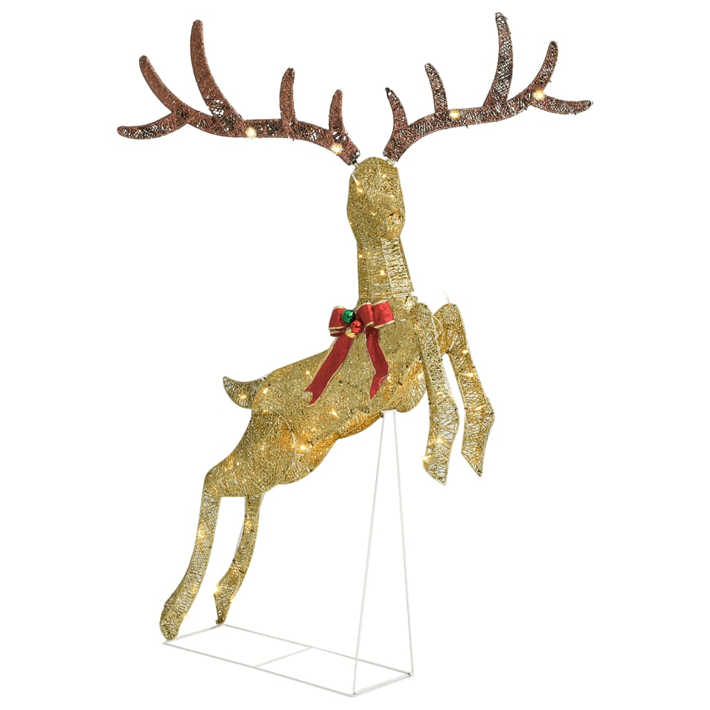 Kerstversiering Vliegend Rendier Warmwit 120 Led's Goudkleurig