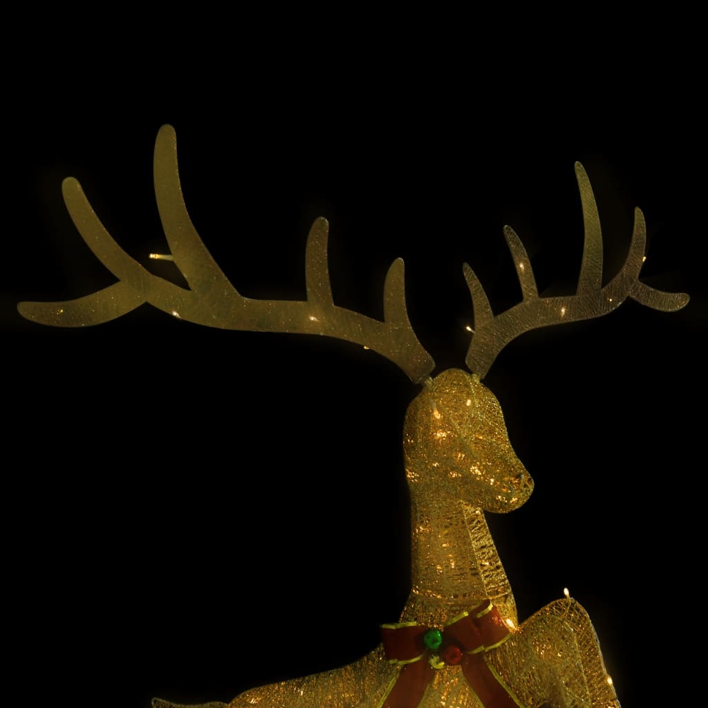 Kerstversiering Vliegend Rendier Warmwit 120 Led's Goudkleurig