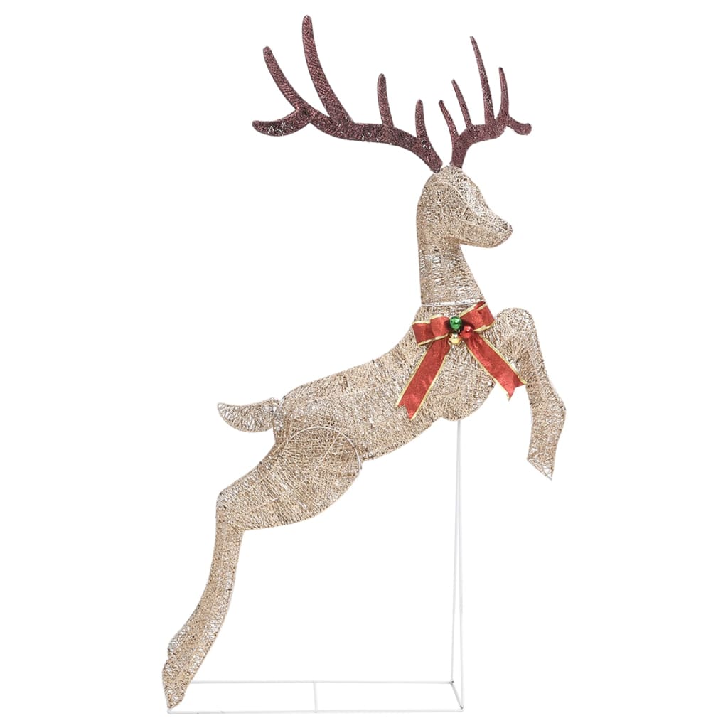 Kerstversiering Vliegend Rendier Warmwit 120 Led's Goudkleurig