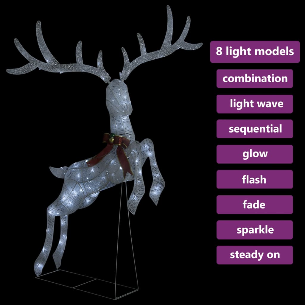 Kerstversiering Vliegend Rendier Koudwit 120 Led's Zilverkleurig