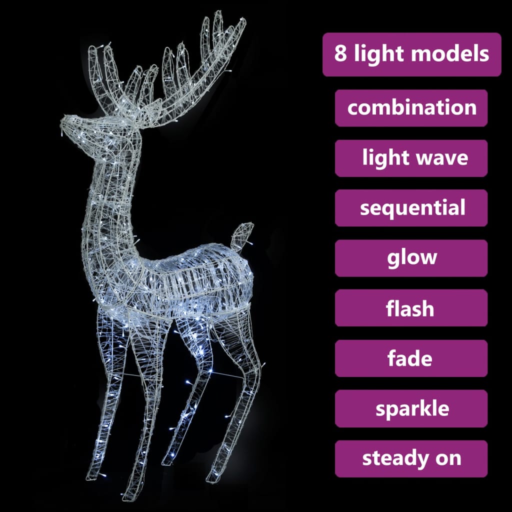 Kerstdecoratie Rendier 250 Led's Koudwit 180 Cm Acryl