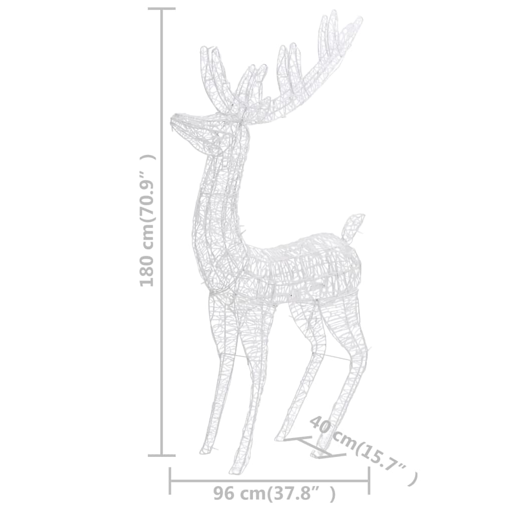 Kerstdecoratie Rendier 250 Led's Koudwit 180 Cm Acryl