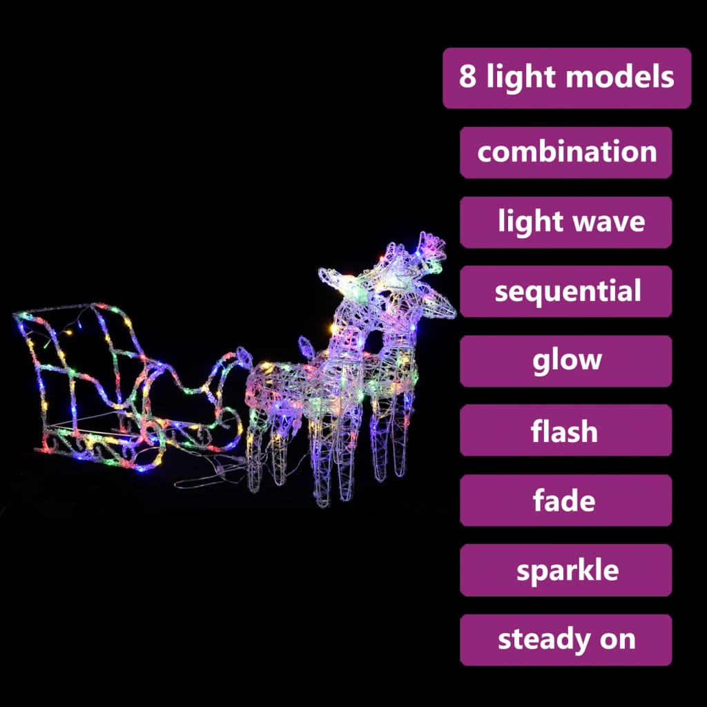 Kerstversiering Rendieren En Slee 160 Led's 130 Cm Acryl