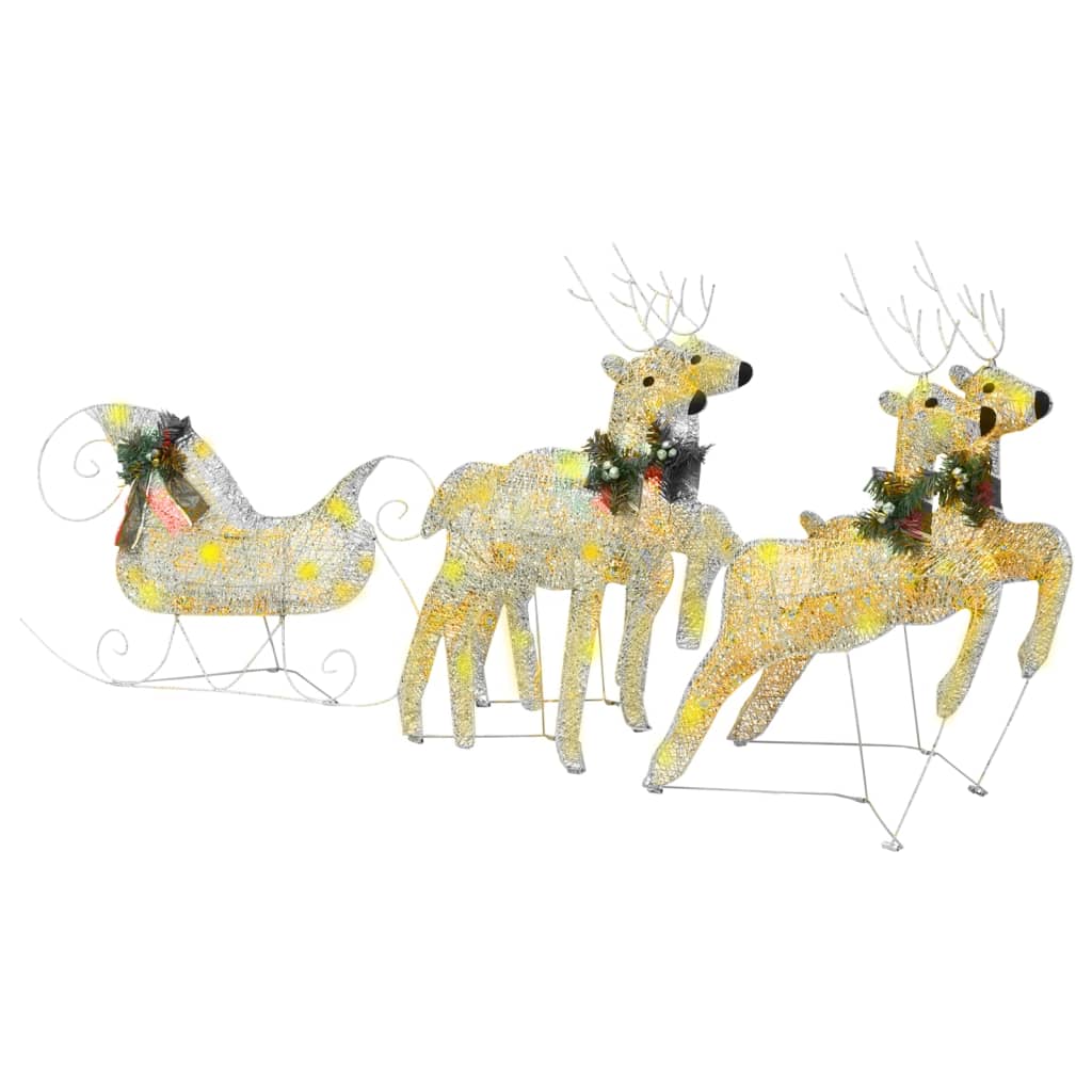 Buitenkerstversiering Rendieren En Slee 100 Led's Goudkleurig