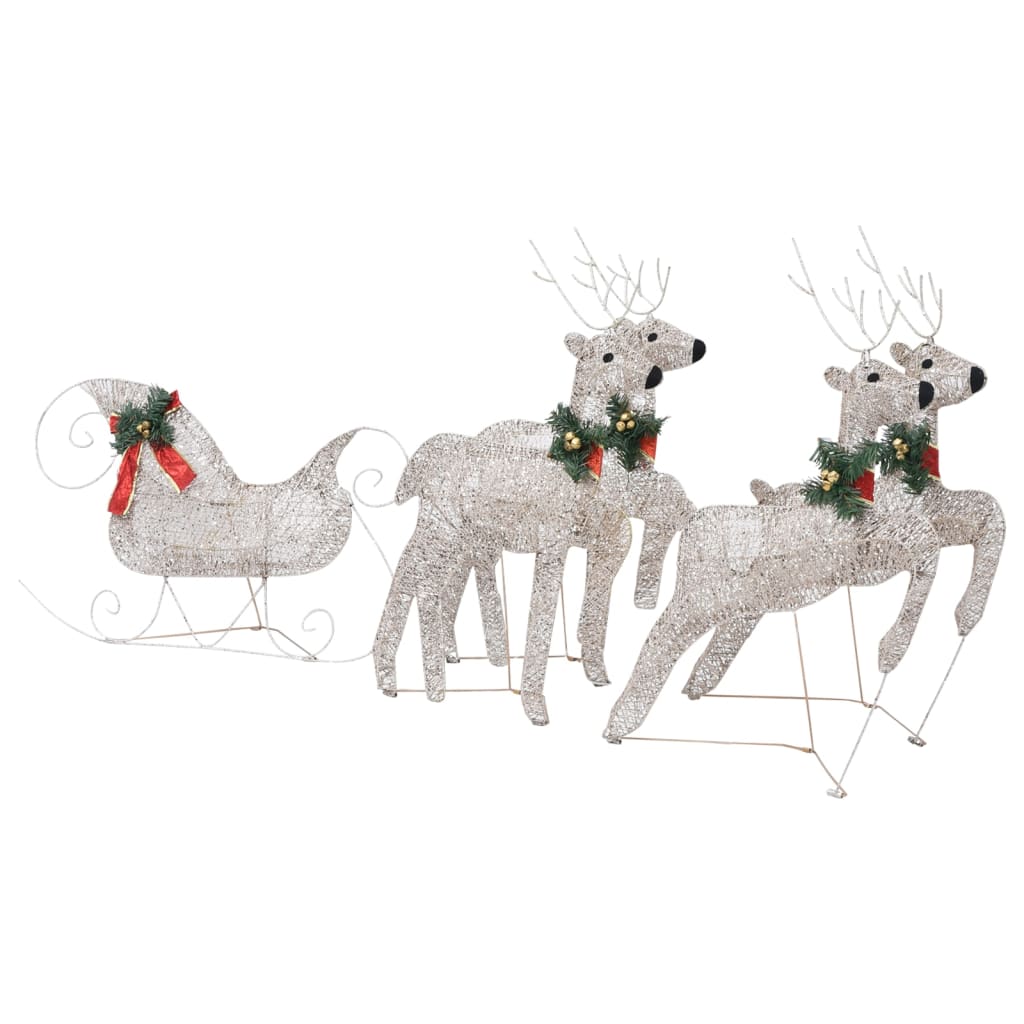 Buitenkerstversiering Rendieren En Slee 100 Led's Goudkleurig