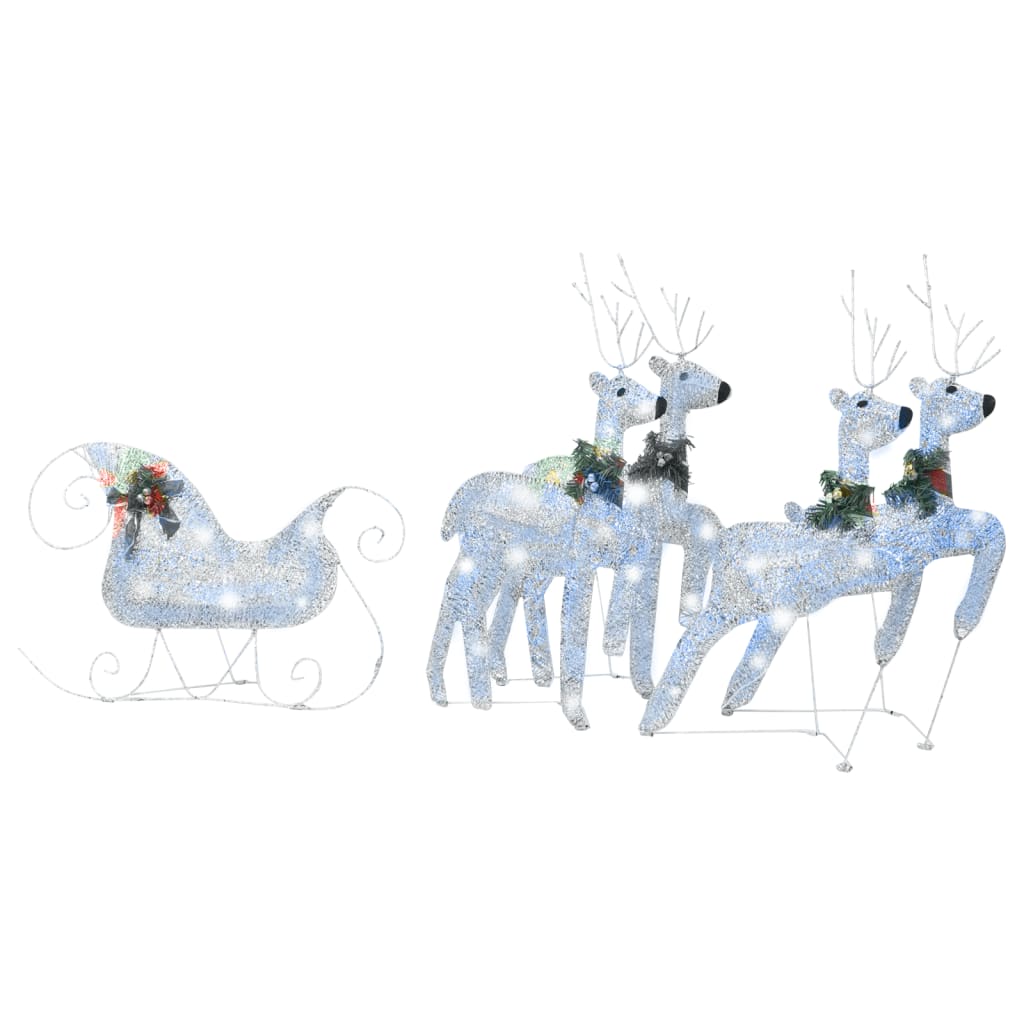 Buitenkerstversiering Rendieren En Slee 100 Led's Zilverkleurig