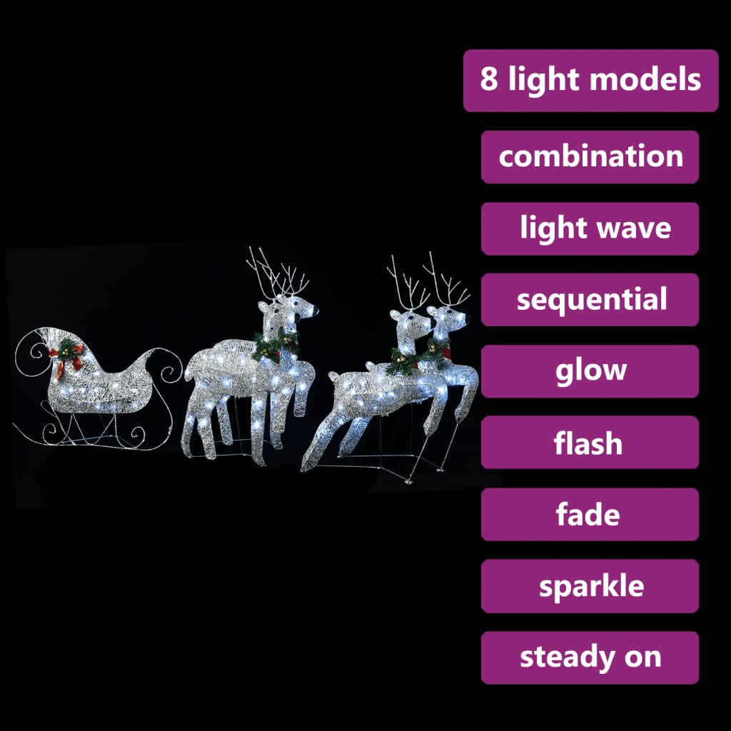 Buitenkerstversiering Rendieren En Slee 100 Led's Zilverkleurig