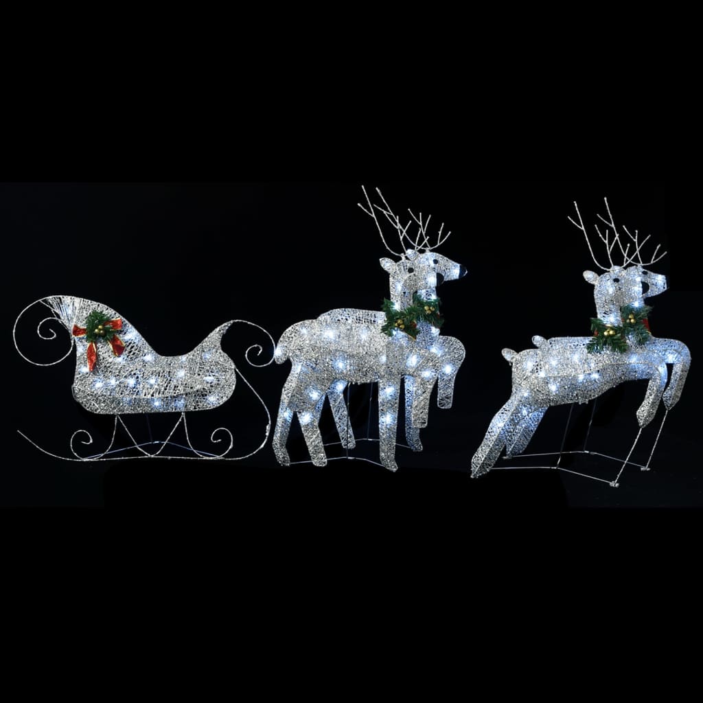 Buitenkerstversiering Rendieren En Slee 100 Led's Zilverkleurig