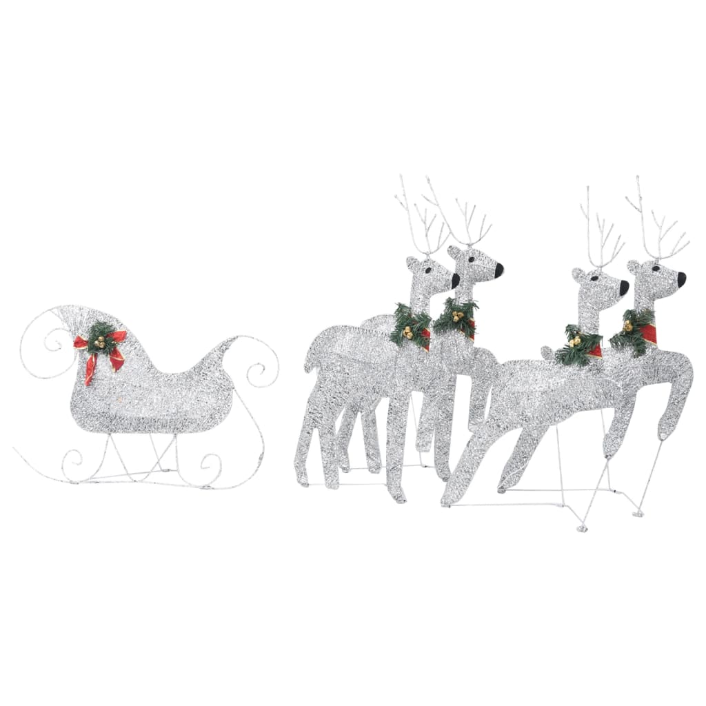 Buitenkerstversiering Rendieren En Slee 100 Led's Zilverkleurig