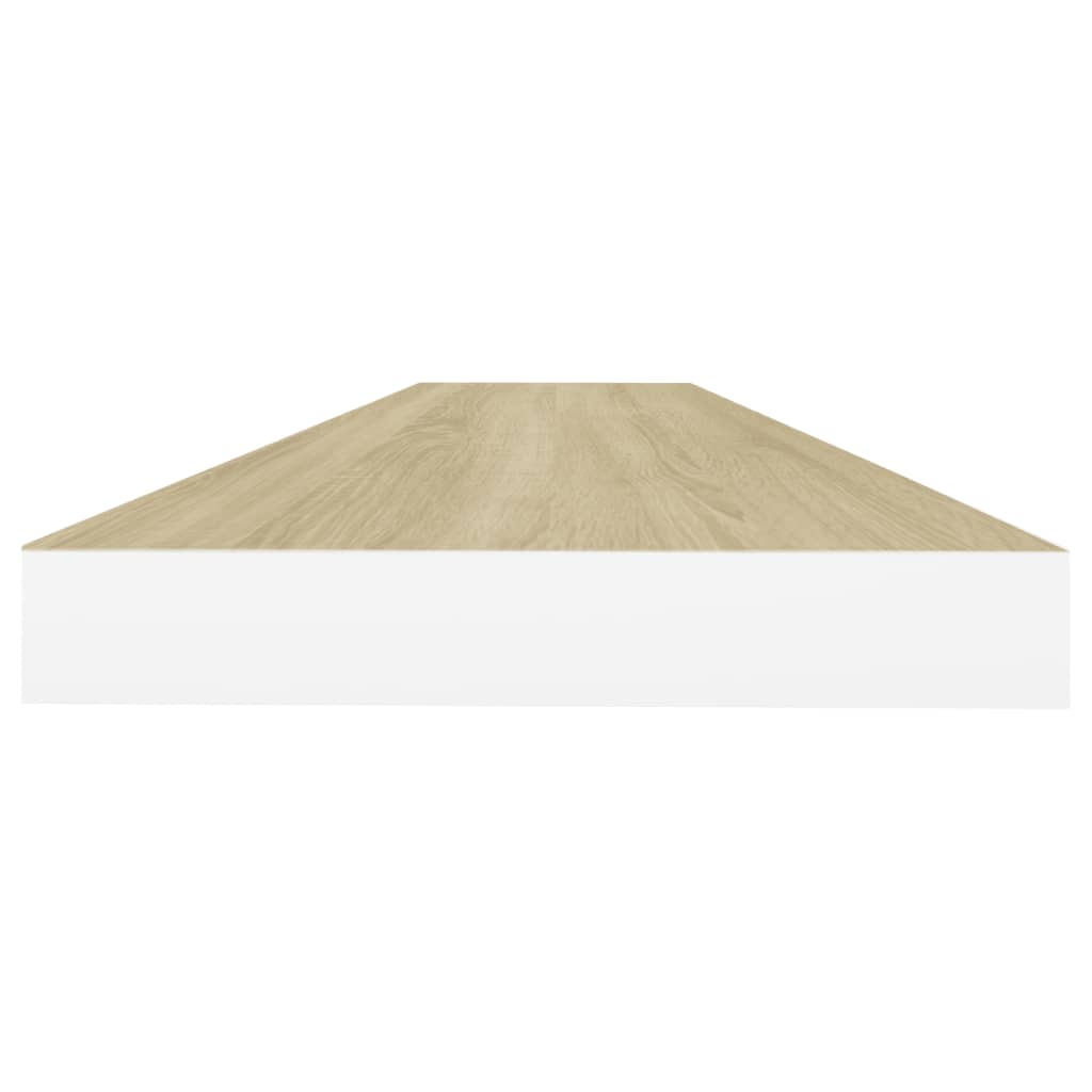 Wandschappen Zwevend 2 St 90X23,5X3,8 Cm Mdf Eikenkleurig Wit