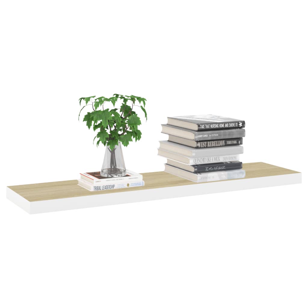 Wandschappen Zwevend 4 St 90X23,5X3,8 Cm Mdf Eikenkleurig Wit