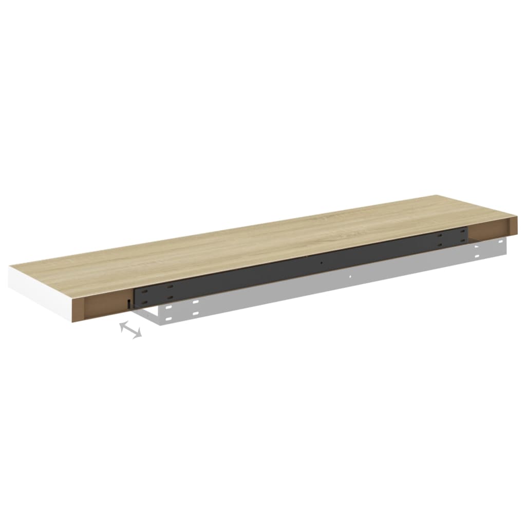 Wandschappen Zwevend 4 St 90X23,5X3,8 Cm Mdf Eikenkleurig Wit