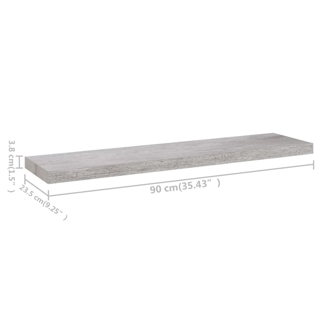 Wandschappen Zwevend 4 St 90X23,5X3,8 Cm Mdf Betongrijs