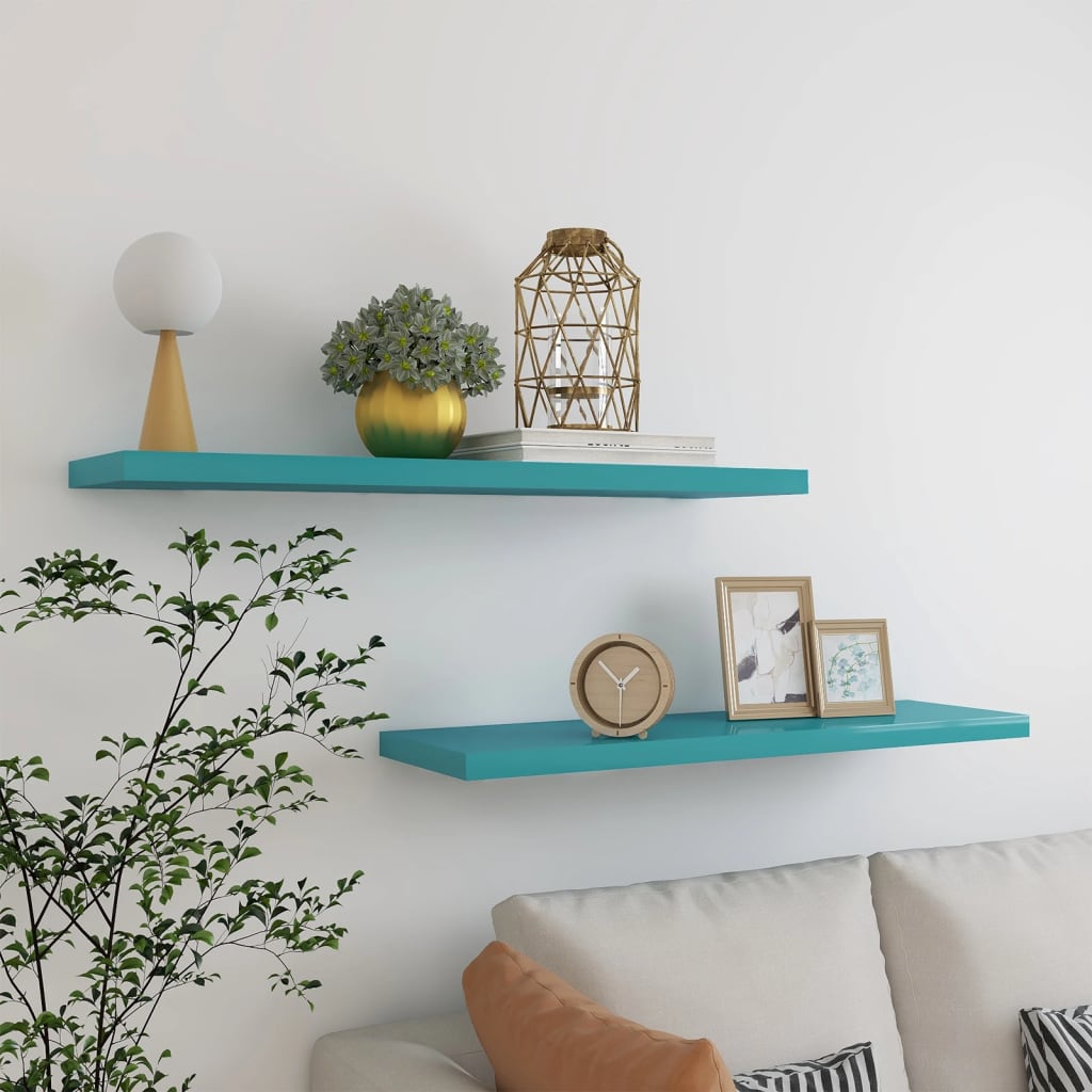 Wandschappen Zwevend 2 St 90X23,5X3,8 Cm Mdf Blauw
