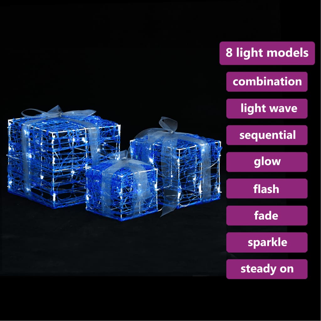 Kerstverlichting Geschenkdozen 3 St Decoratief Acryl Koudwit
