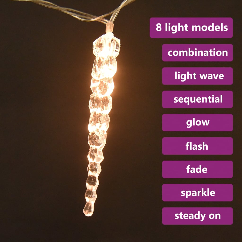 Kerstverlichting Ijspegel Met 40 Led's Acryl Warmwit