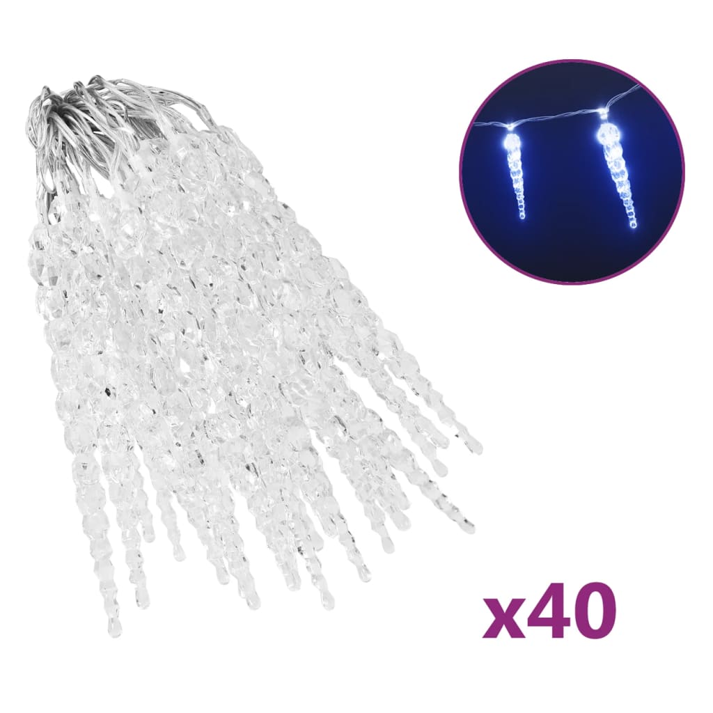 Kerstverlichting Ijspegel Met 40 Led's Acryl Blauw