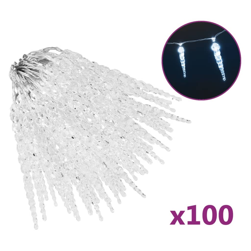Kerstverlichting Ijspegel Met 100 Led's Acryl Koudwit