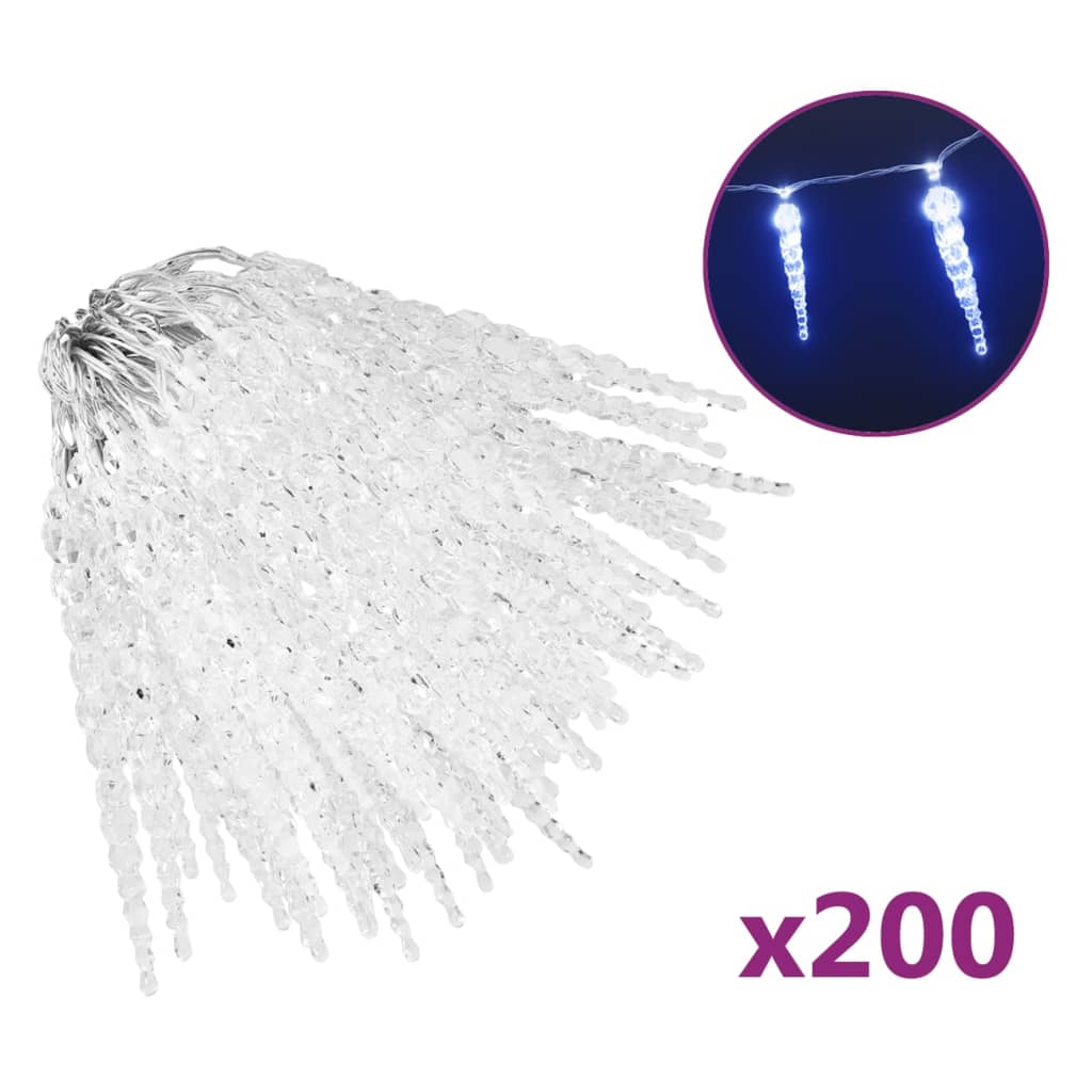 Kerstverlichting Ijspegel Met 200 Led's Acryl Blauw
