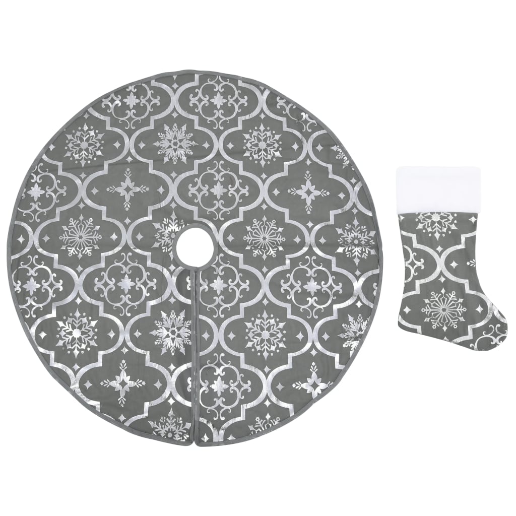 Kerstboomrok Luxe Met Sok 122 Cm Stof Grijs