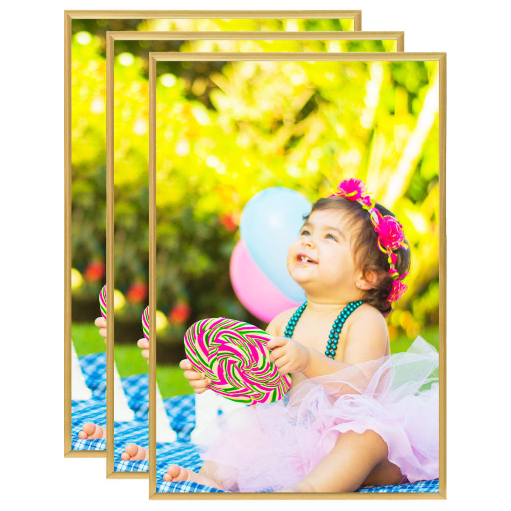Fotolijsten 3 St Voor Wand Of Tafel 28X35 Cm Mdf Goudkleurig