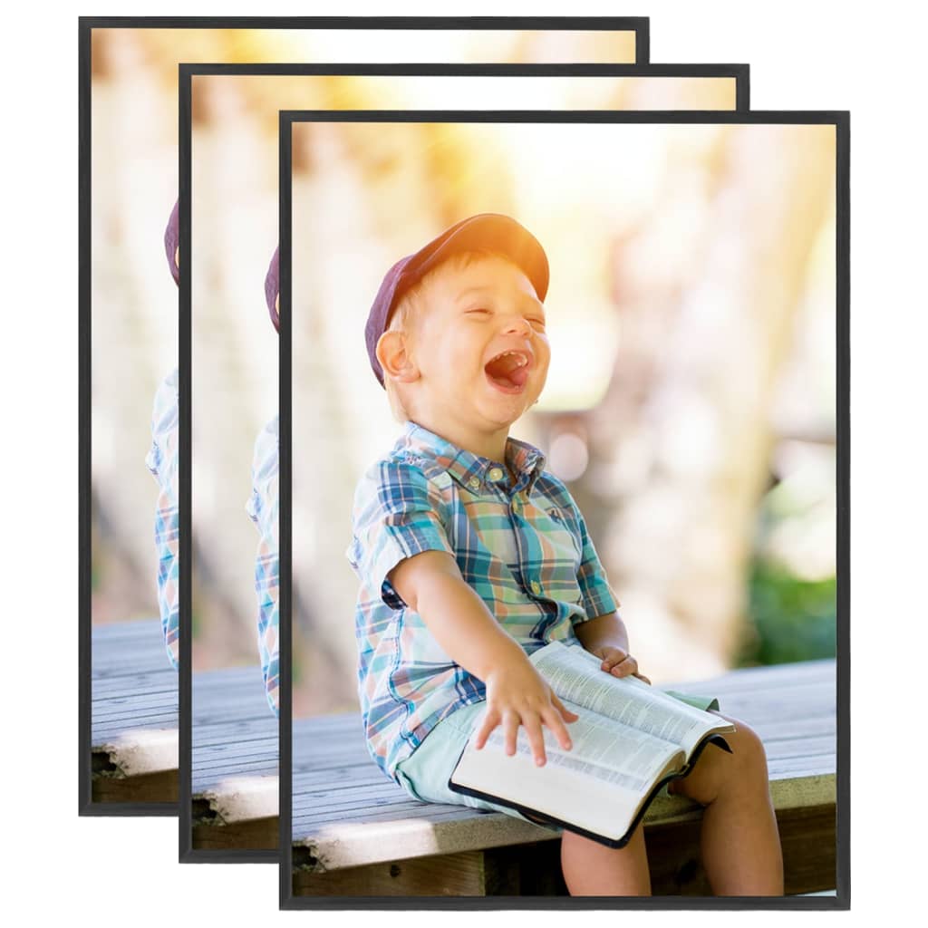 Fotolijsten 3 St Voor Wand Of Tafel 29,7X42 Cm Mdf Zwart