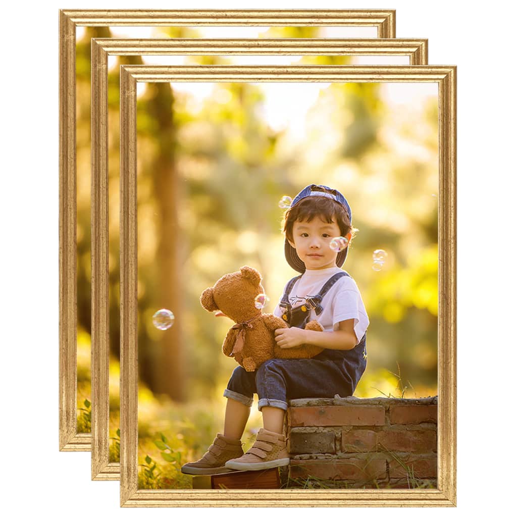 Fotolijsten 3 St Voor Wand 40X50 Cm Mdf Goudkleurig