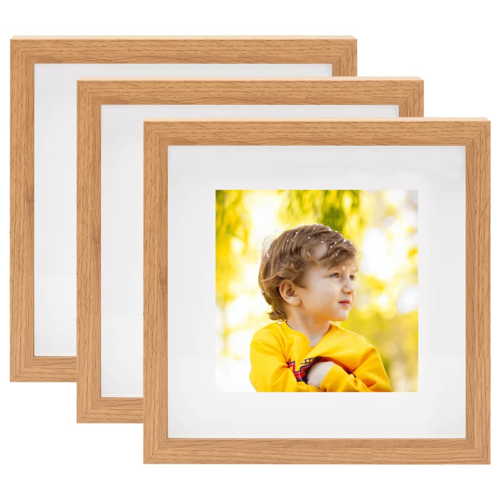 Fotolijsten 3 St Voor 13X13 Cm Foto 3D 23X23 Cm Eikenkleurig