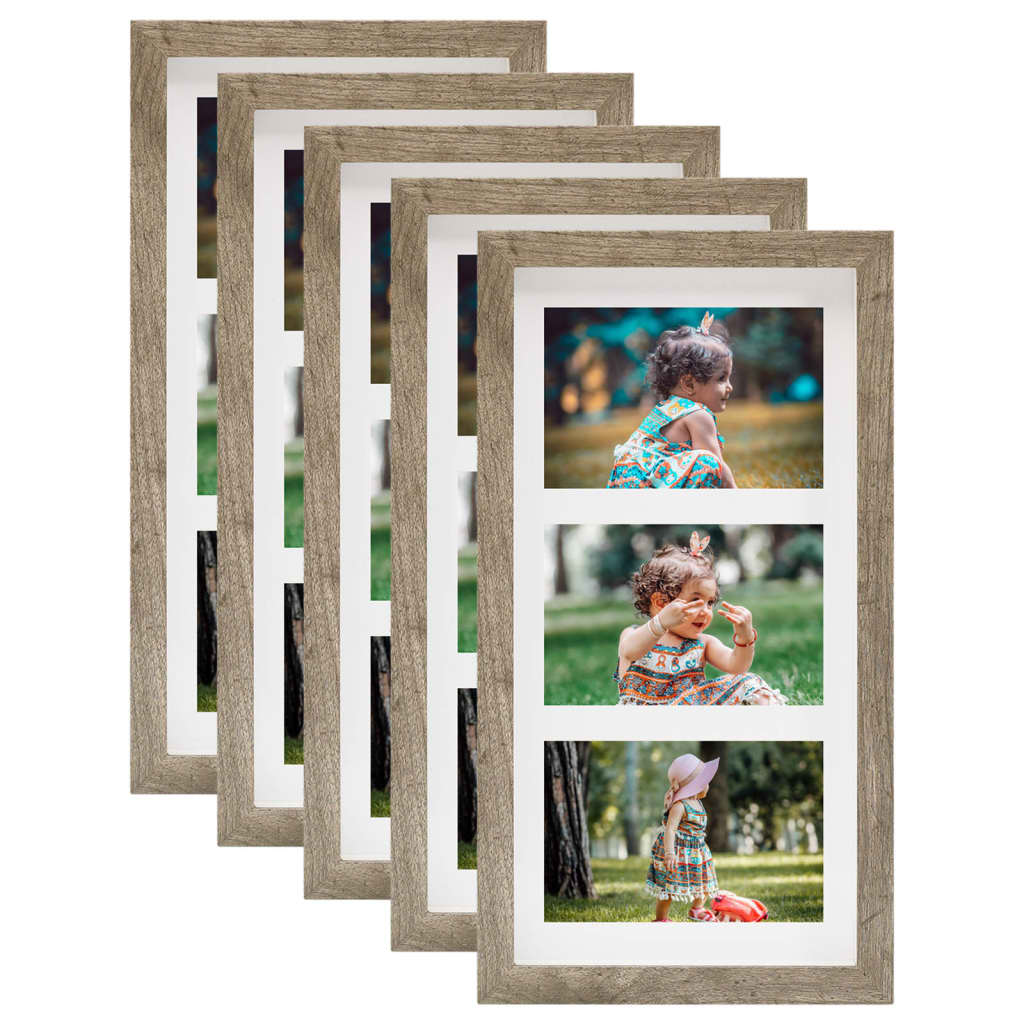 Fotolijsten 5 St 18X35 Cm Voor 3X(10X15Cm) Foto Donkerhoutkleur