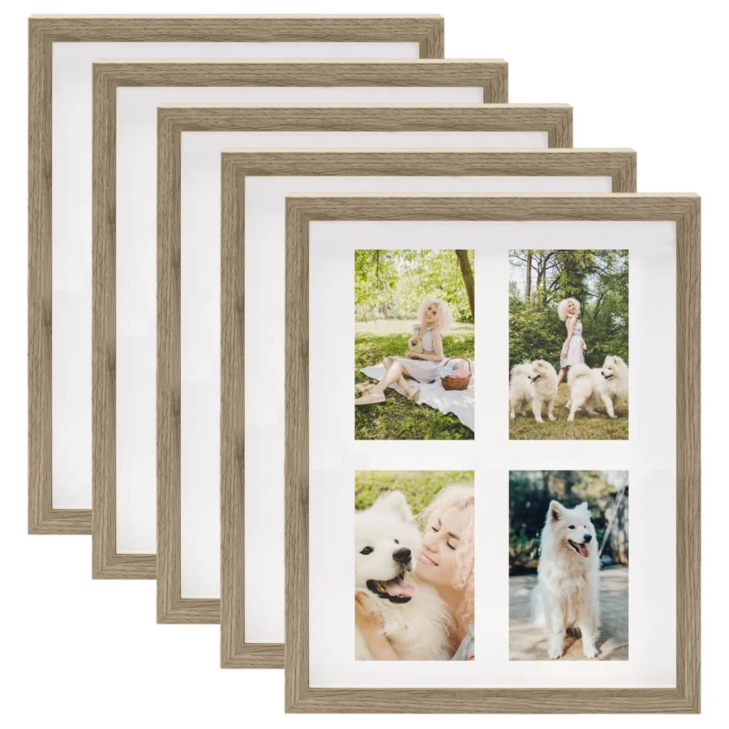 Fotolijsten 5 St Voor 4X(10X15Cm) Cm Foto 3D 28X35 Cm Donkerhoutkleur