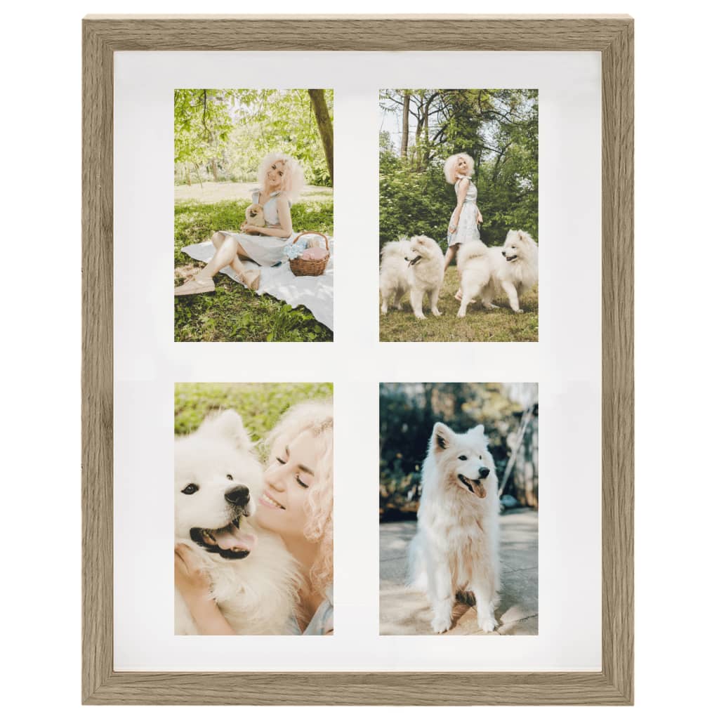 Fotolijsten 5 St Voor 4X(10X15Cm) Cm Foto 3D 28X35 Cm Donkerhoutkleur