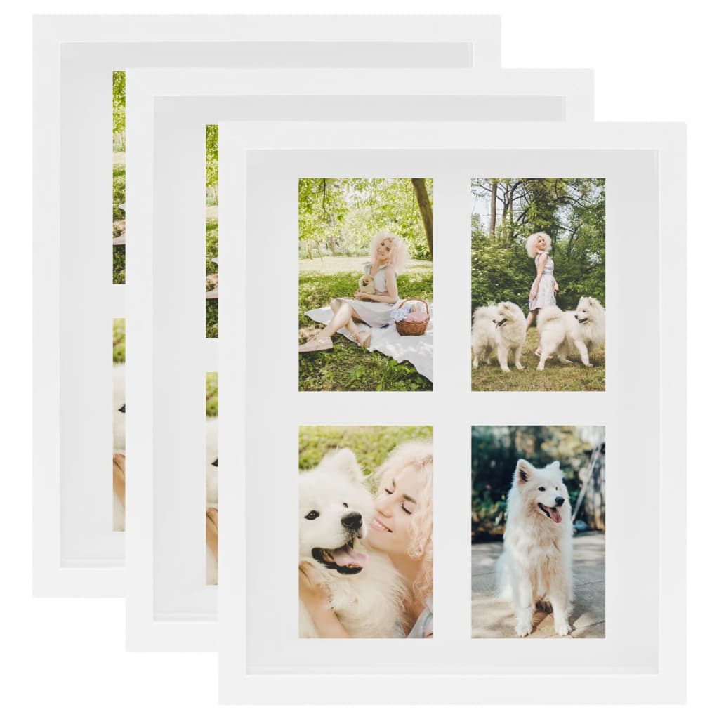 Fotolijsten 3 St Voor 4 Foto's Van 10X15 Cm 3D 28X35 Cm Wit