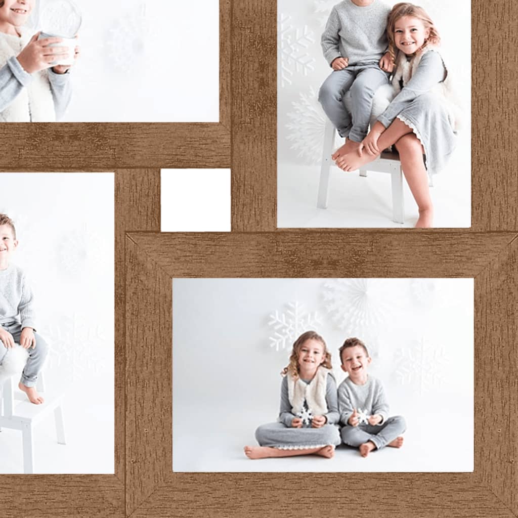 Fotolijst Voor 4X(10X15 Cm) Foto Mdf Lichtbruin