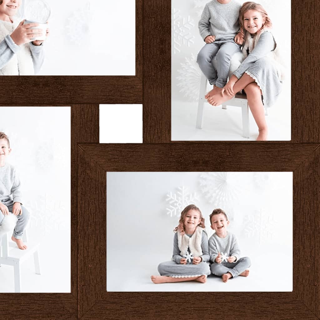 Fotolijst Voor 4X(10X15 Cm) Foto Mdf Donkerbruin