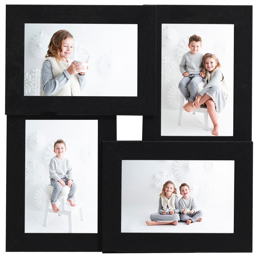 Fotolijst Voor 4X(10X15 Cm) Foto Mdf Zwart