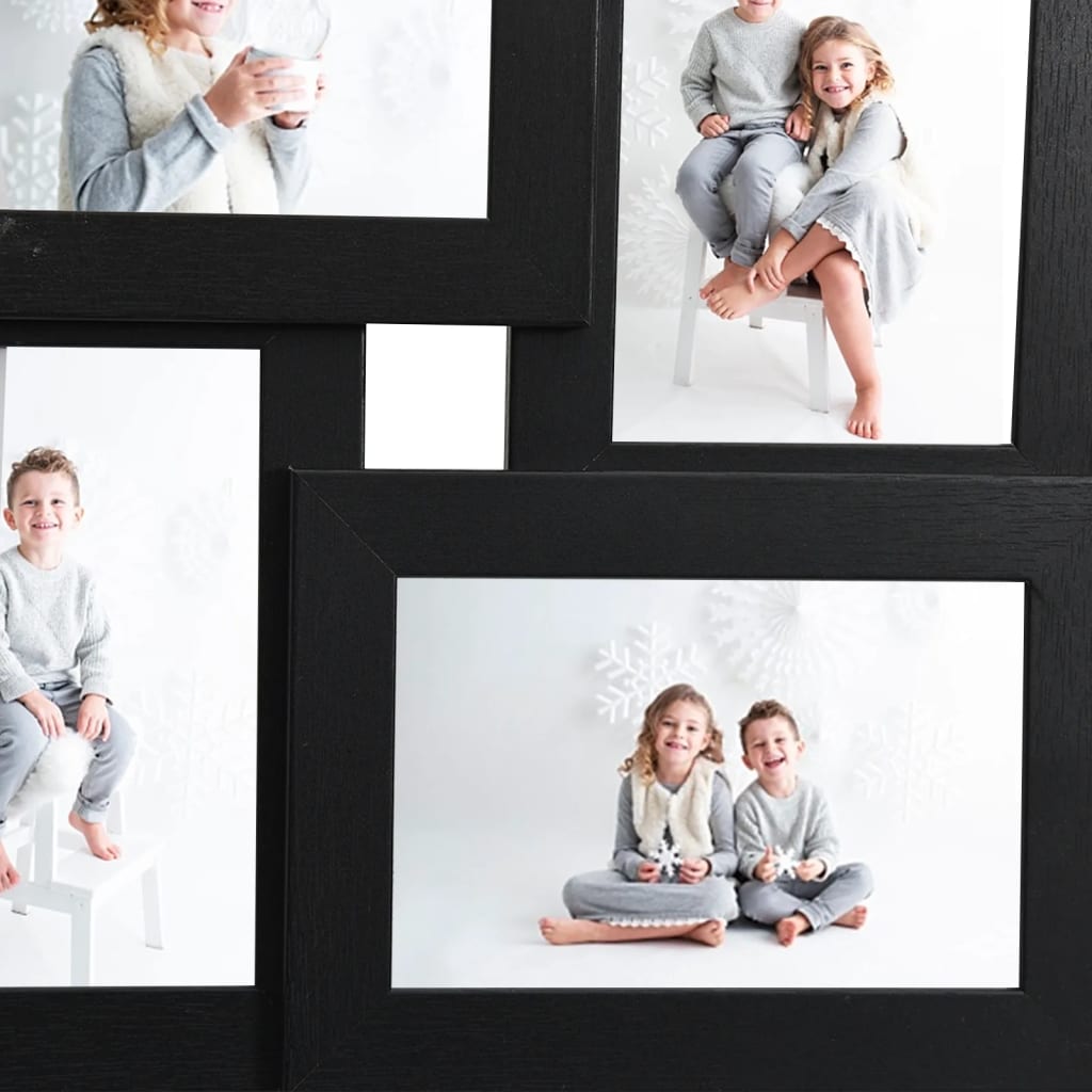Fotolijst Voor 4X(10X15 Cm) Foto Mdf Zwart