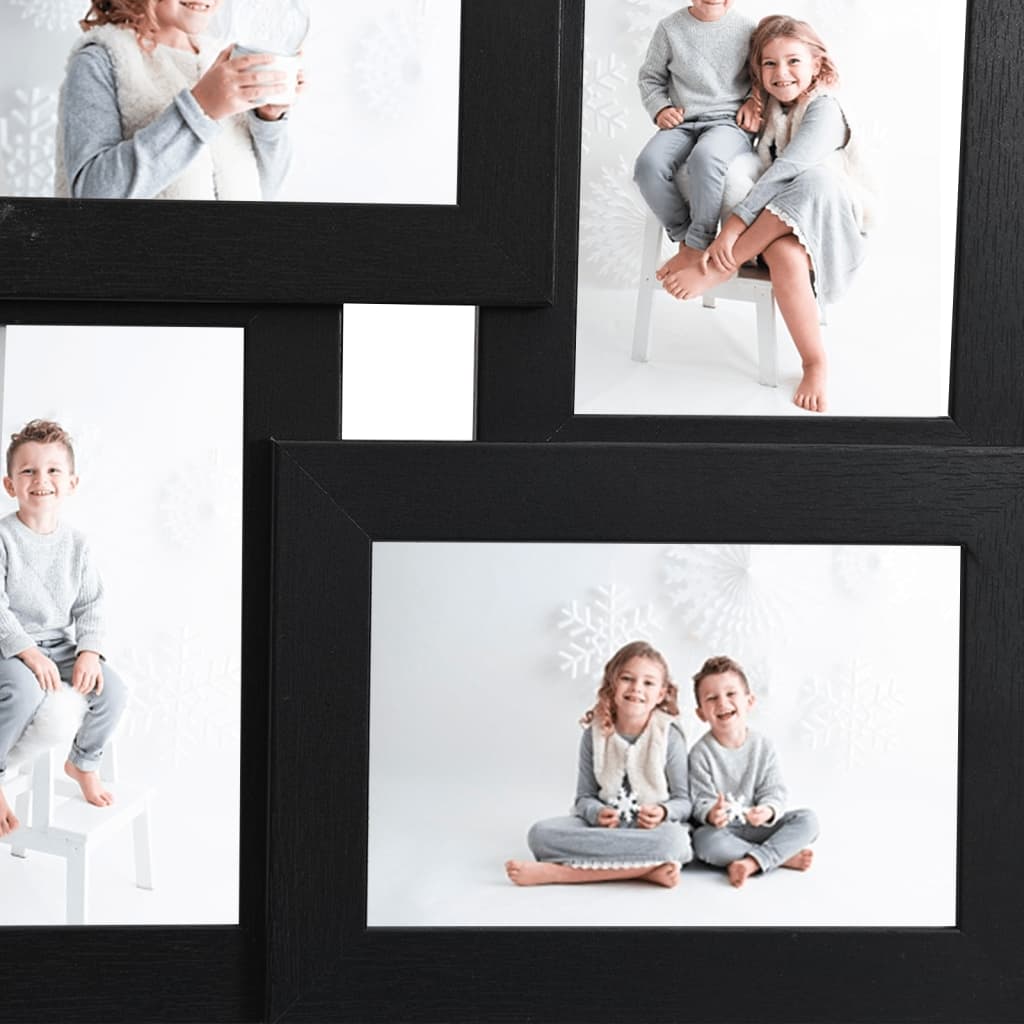 Fotolijst Voor 4X(13X18 Cm) Foto Mdf Zwart
