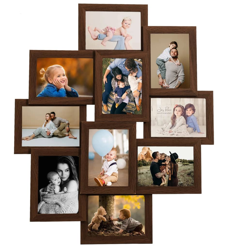 Fotolijst Voor 10X(10X15 Cm) Foto Mdf Donkerbruin