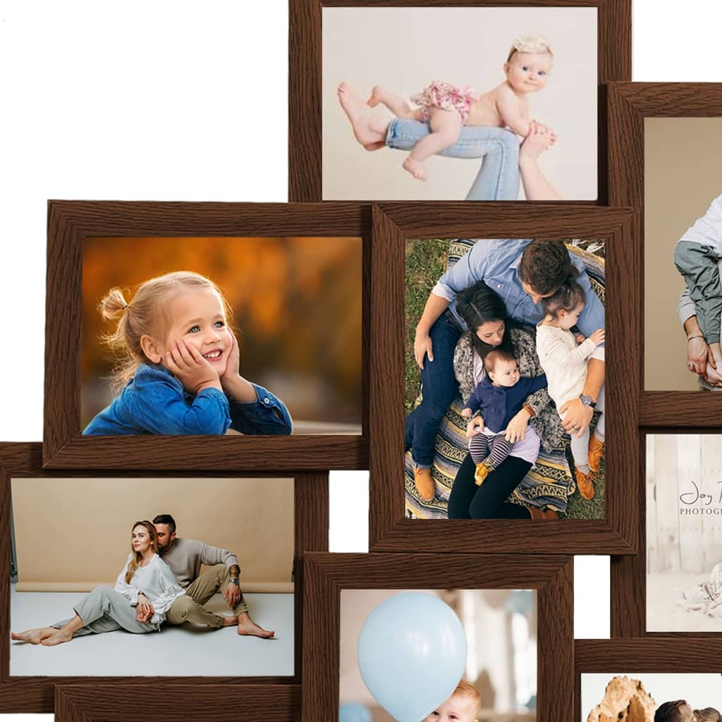 Fotolijst Voor 10X(10X15 Cm) Foto Mdf Donkerbruin